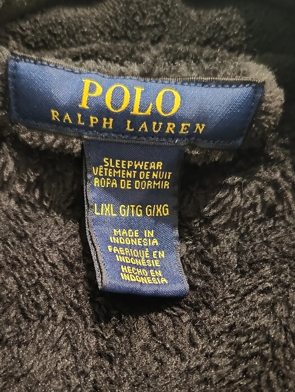 Ralph Lauren Men's Plush Black Robe Size L/XL